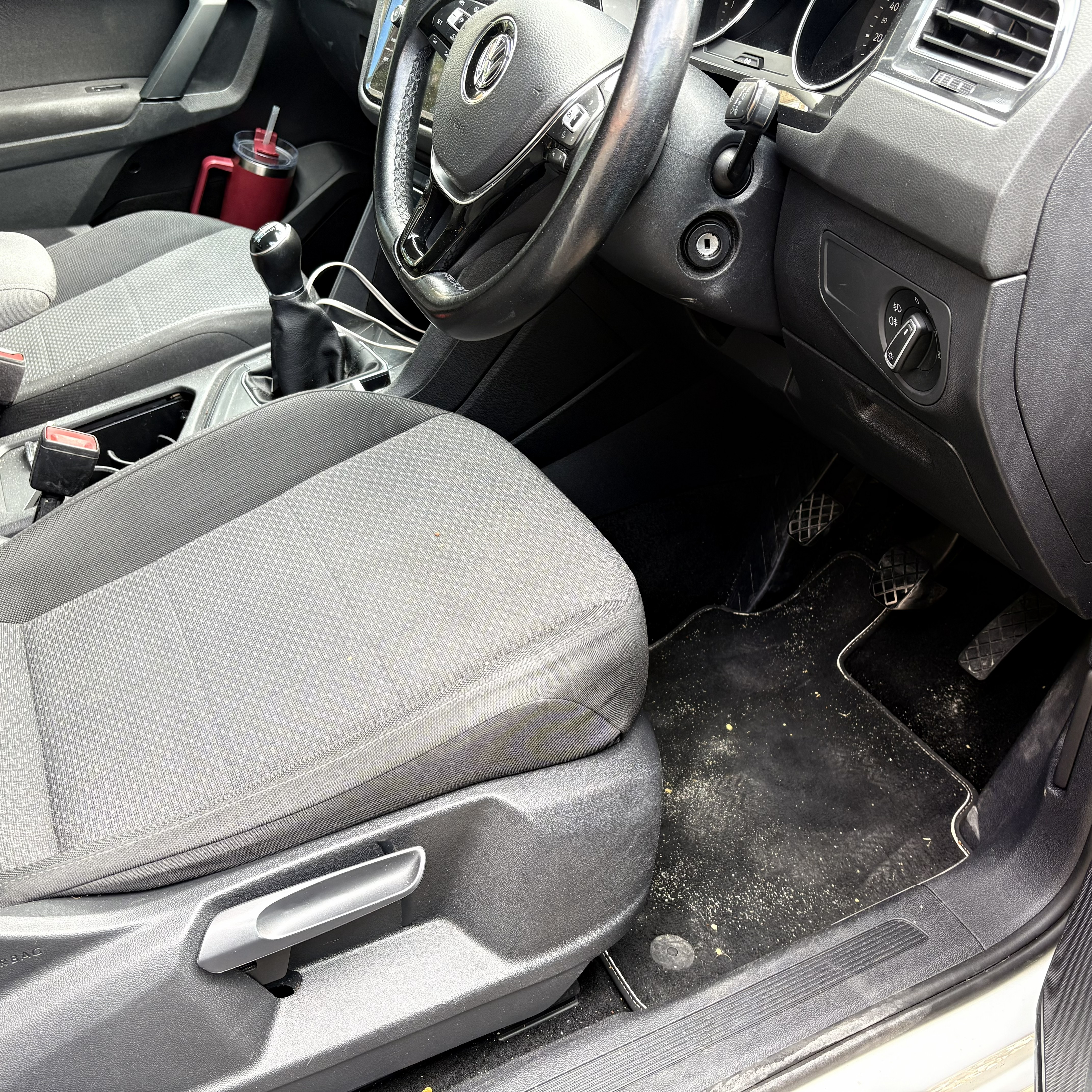 VW Tiguan front interior before cleaning